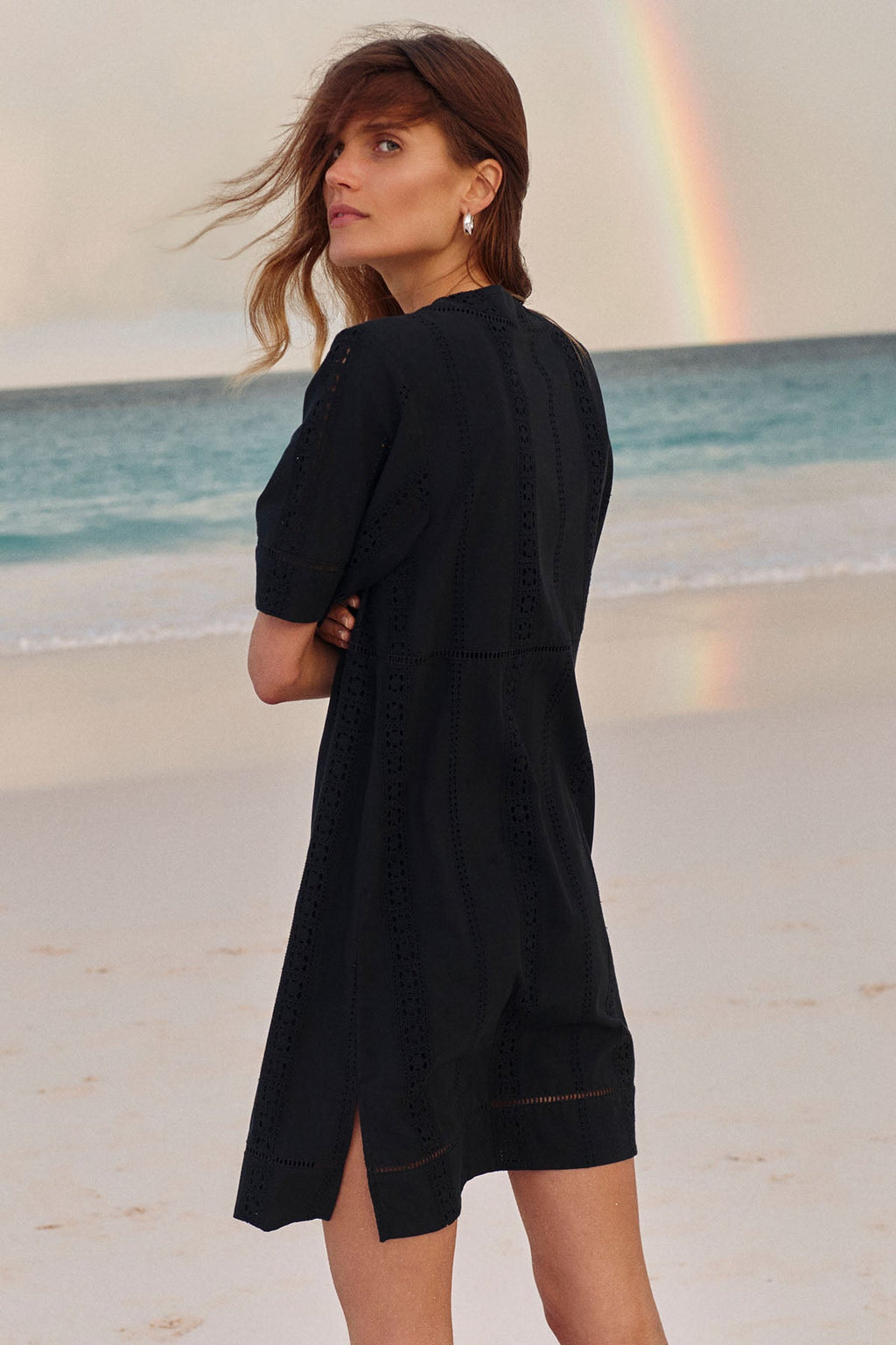 Cafe Dress in Black Eyelet