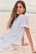Cafe Shorts Set in White Eyelet