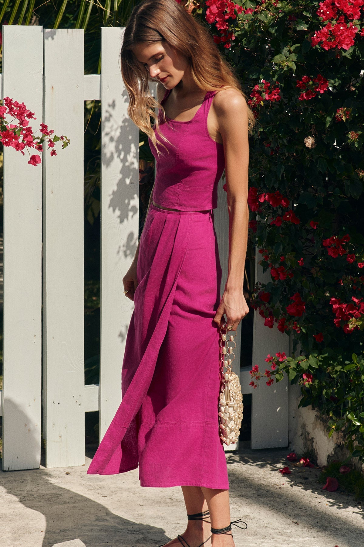 Flute Skirt Set in Fuchsia