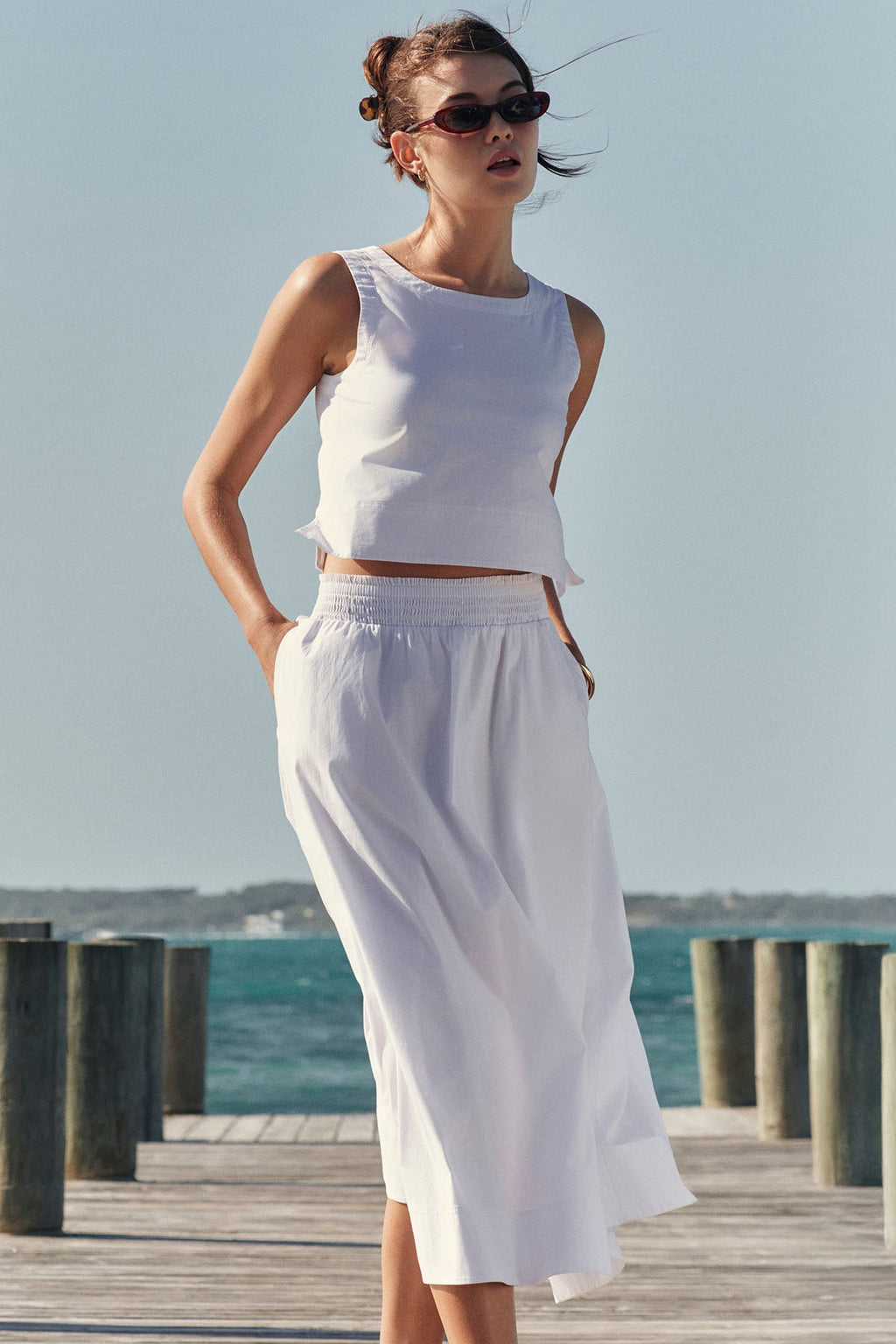 Terrace Skirt Set in White