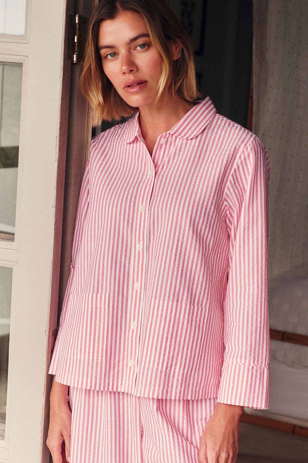 Georgie Pocket Pants Set in Gelato Seersucker