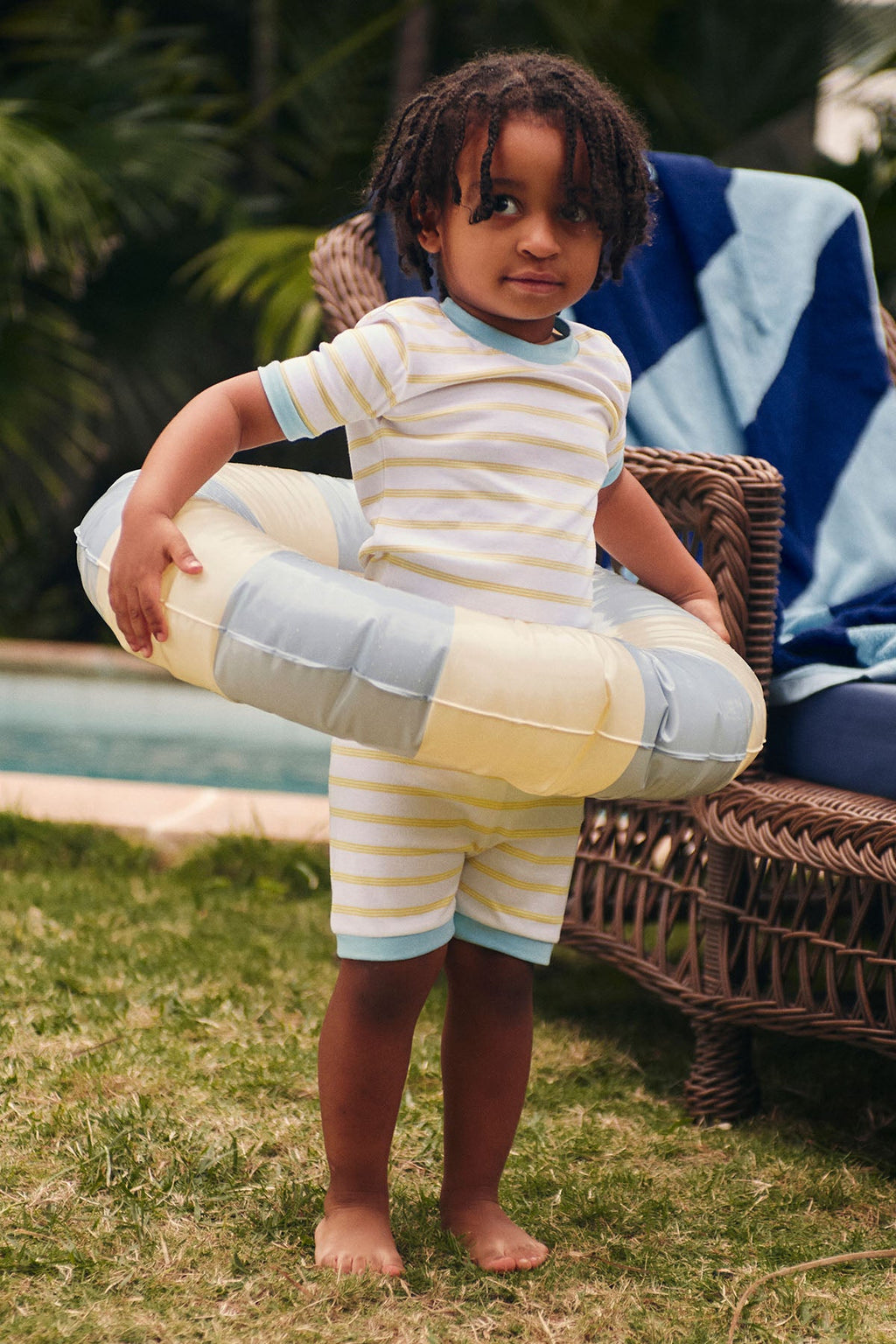 Kids Shorts Set in Zest Triple Stripe