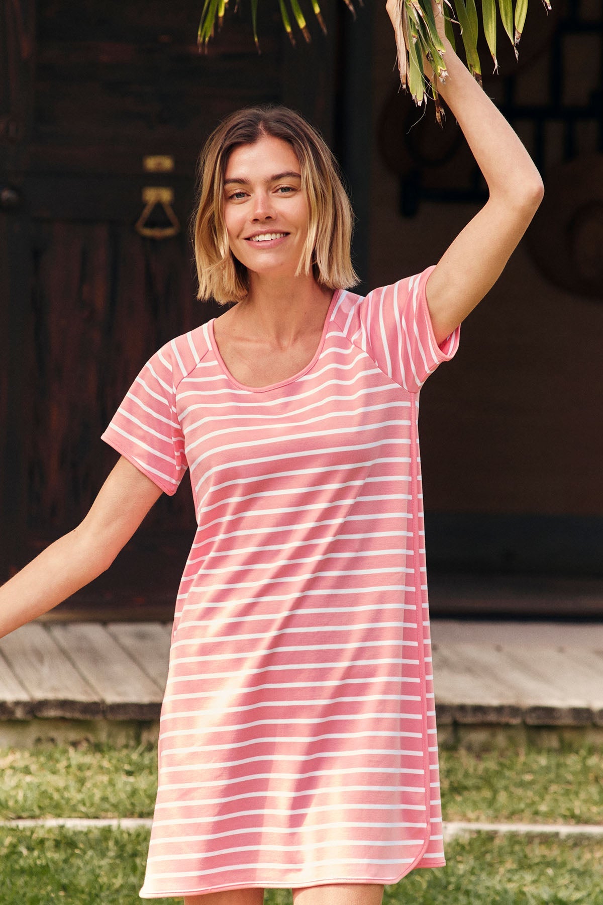 Pima Nightgown in Gelato Inverse Anchor Stripe