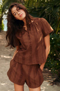 Cafe Shorts Set in Cinnamon Eyelet
