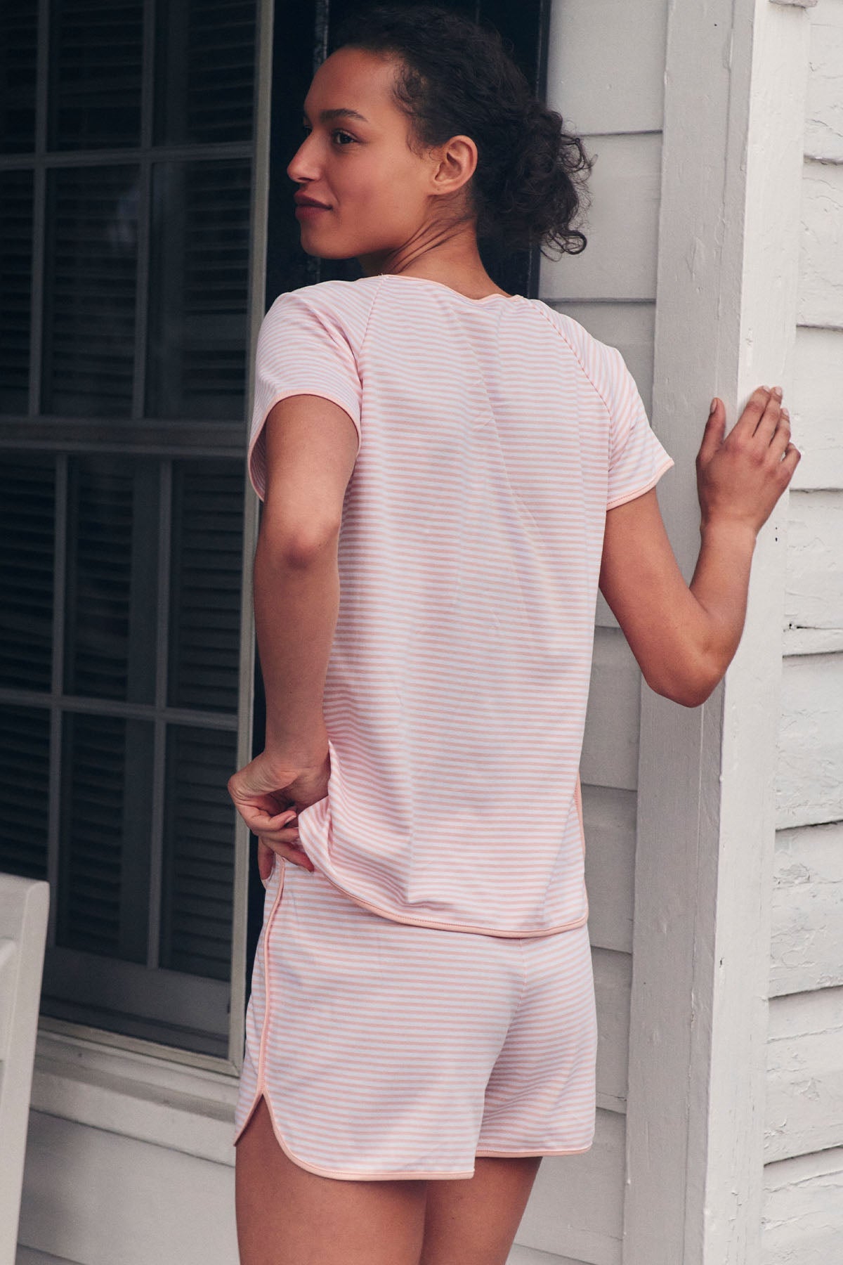Pima Shorts Set in English Rose Stripe