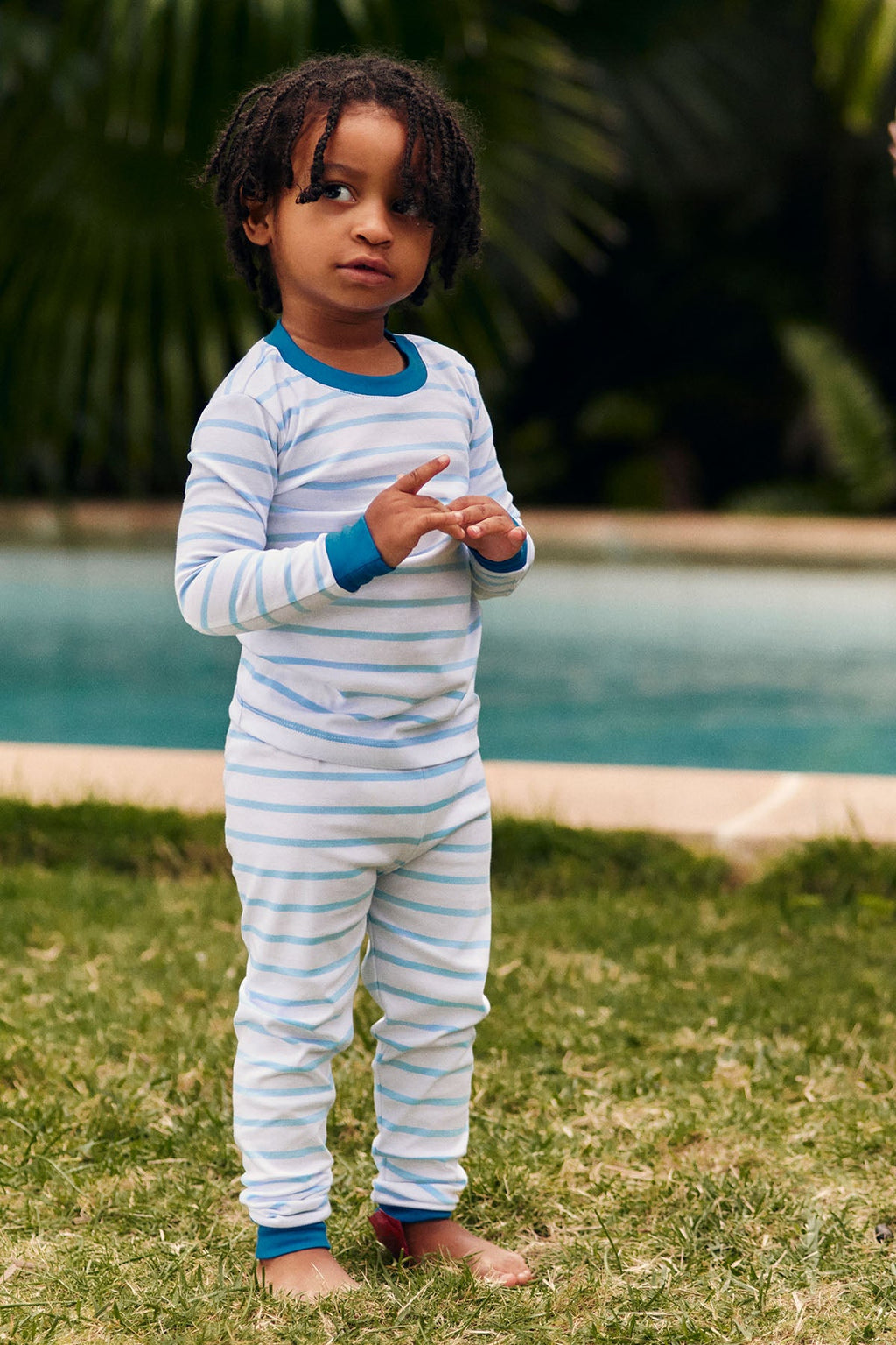 Kids Long-Long Set in Salt Spray Anchor Stripe