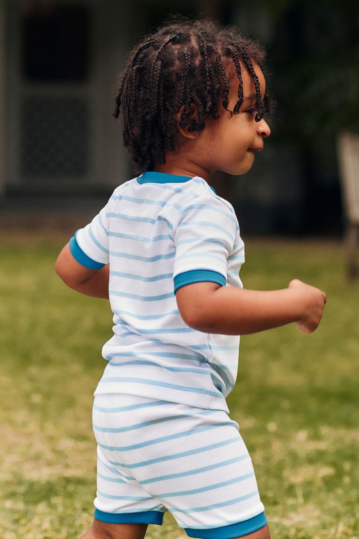 Kids Shorts Set in Salt Spray Anchor Stripe
