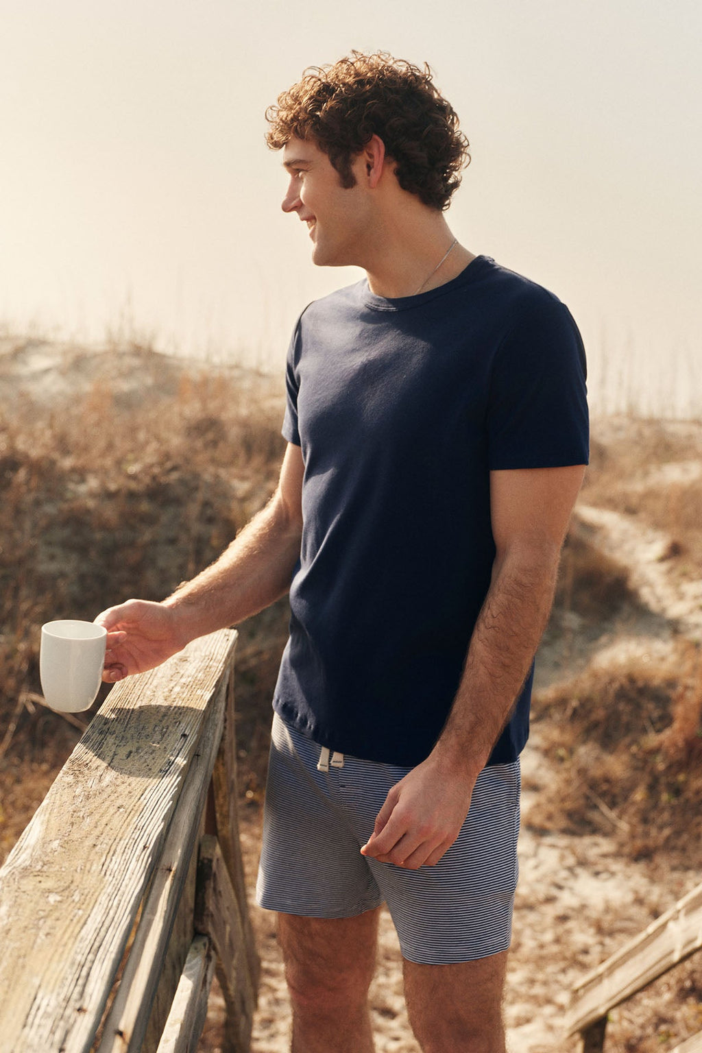 Men's Pima Sleep Shorts Set in True Navy