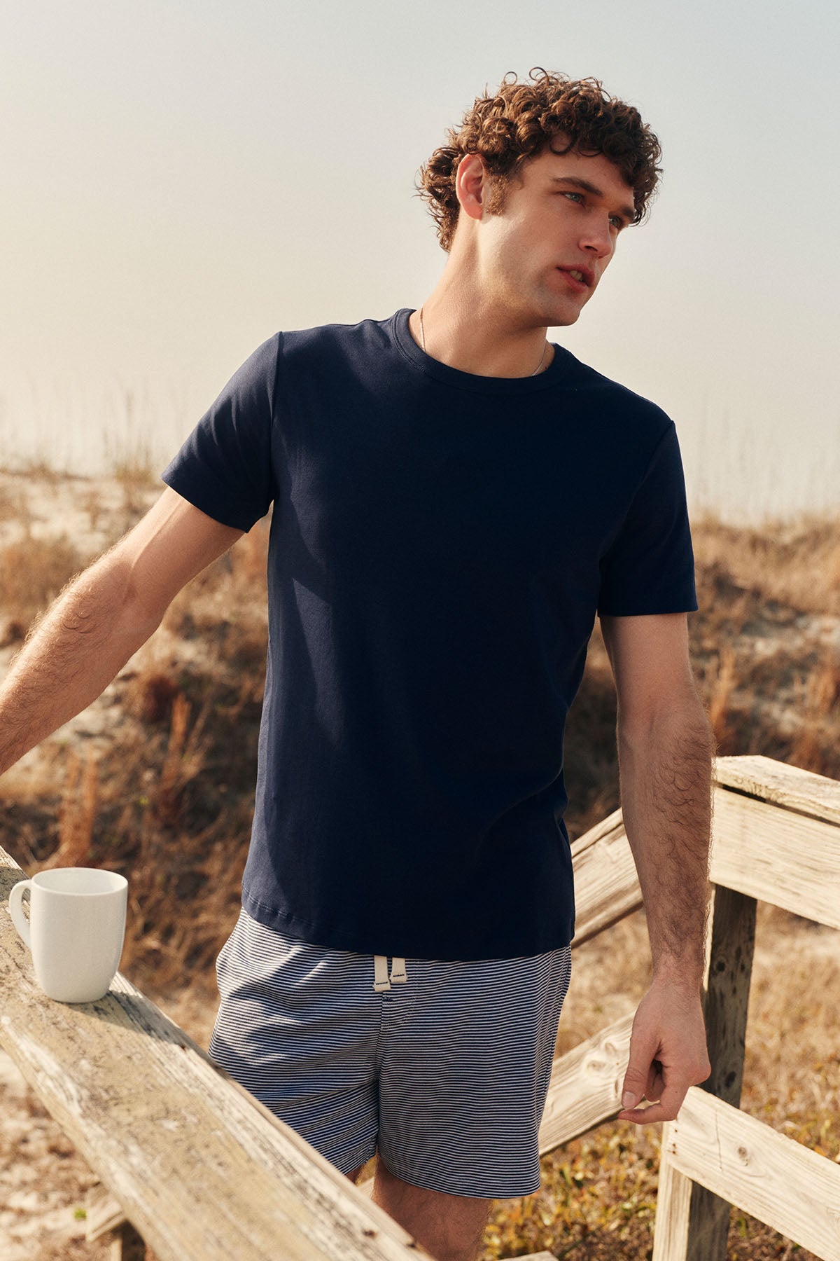 Men's Pima Sleep Shorts Set in True Navy