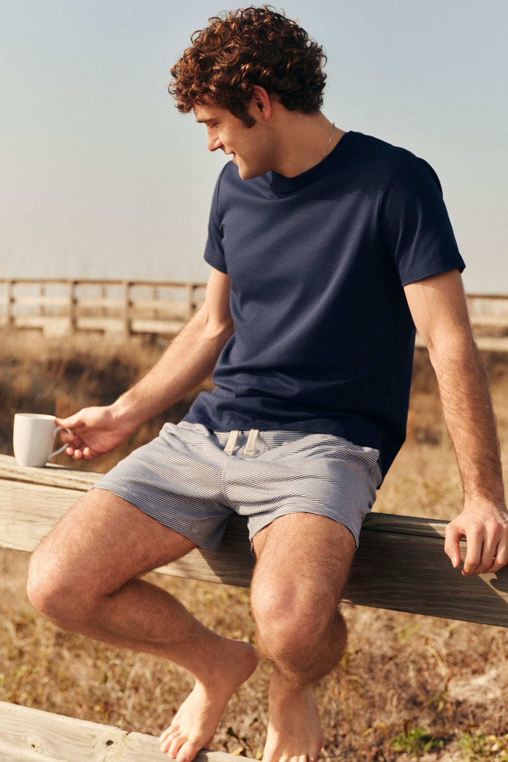 Men's Pima Sleep Shorts Set in True Navy