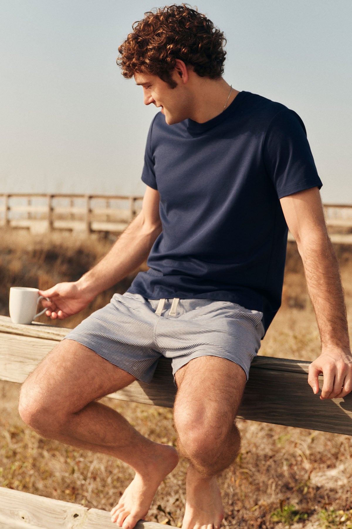 Men's Pima Sleep Shorts Set in True Navy