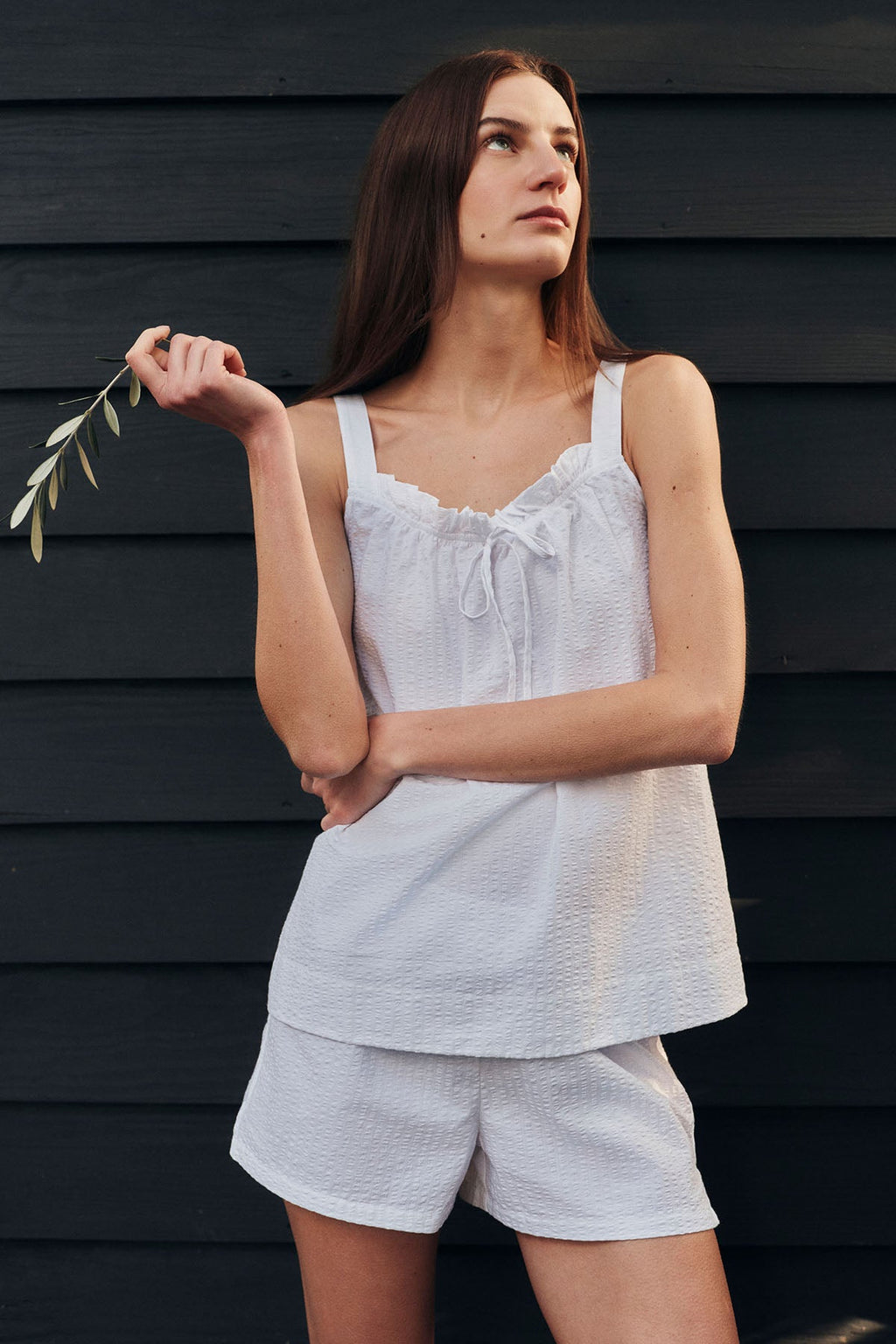 Alice Shorts Set in White Seersucker