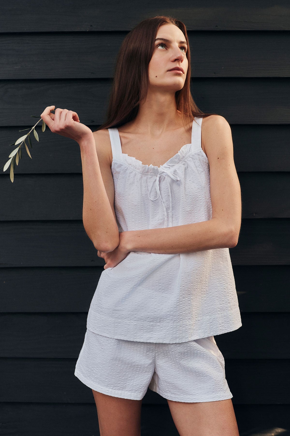 Alice Shorts Set in White Seersucker