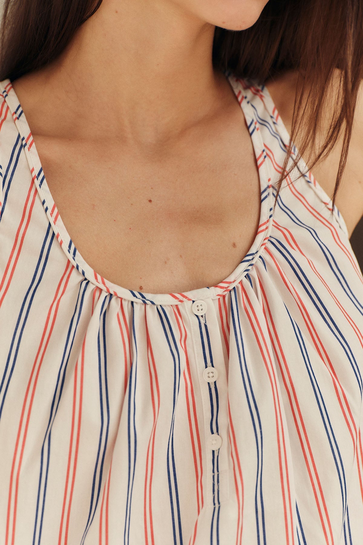 Poplin Frankie Nightgown in Lapis Confection Stripe