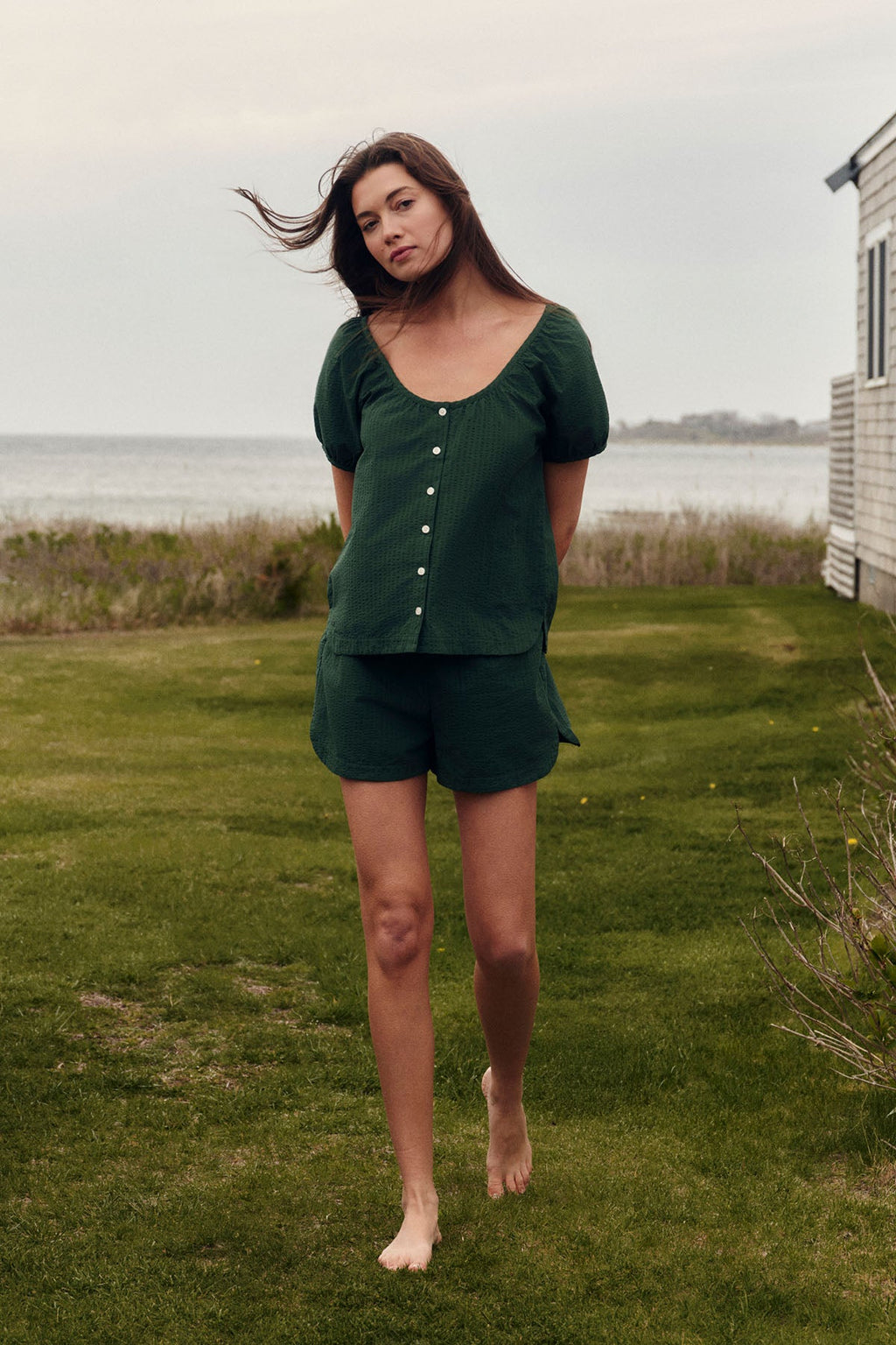 Charlie Shorts Set in Eden Seersucker