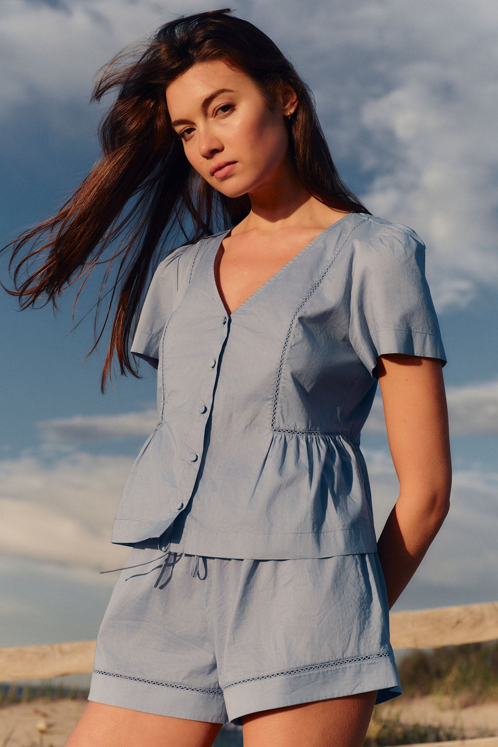 Celeste Shorts Set in Dusty Blue