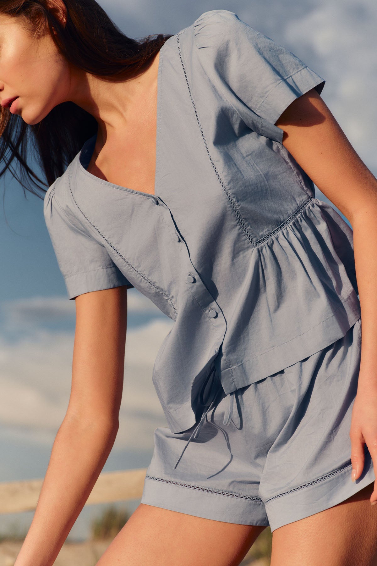 Celeste Shorts Set in Dusty Blue