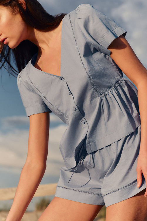 Celeste Shorts Set in Dusty Blue