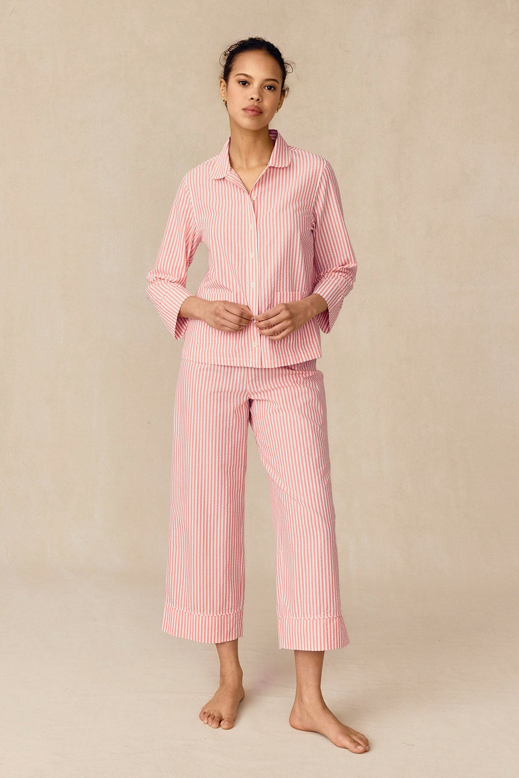 Georgie Pocket Pants Set in Gelato Seersucker