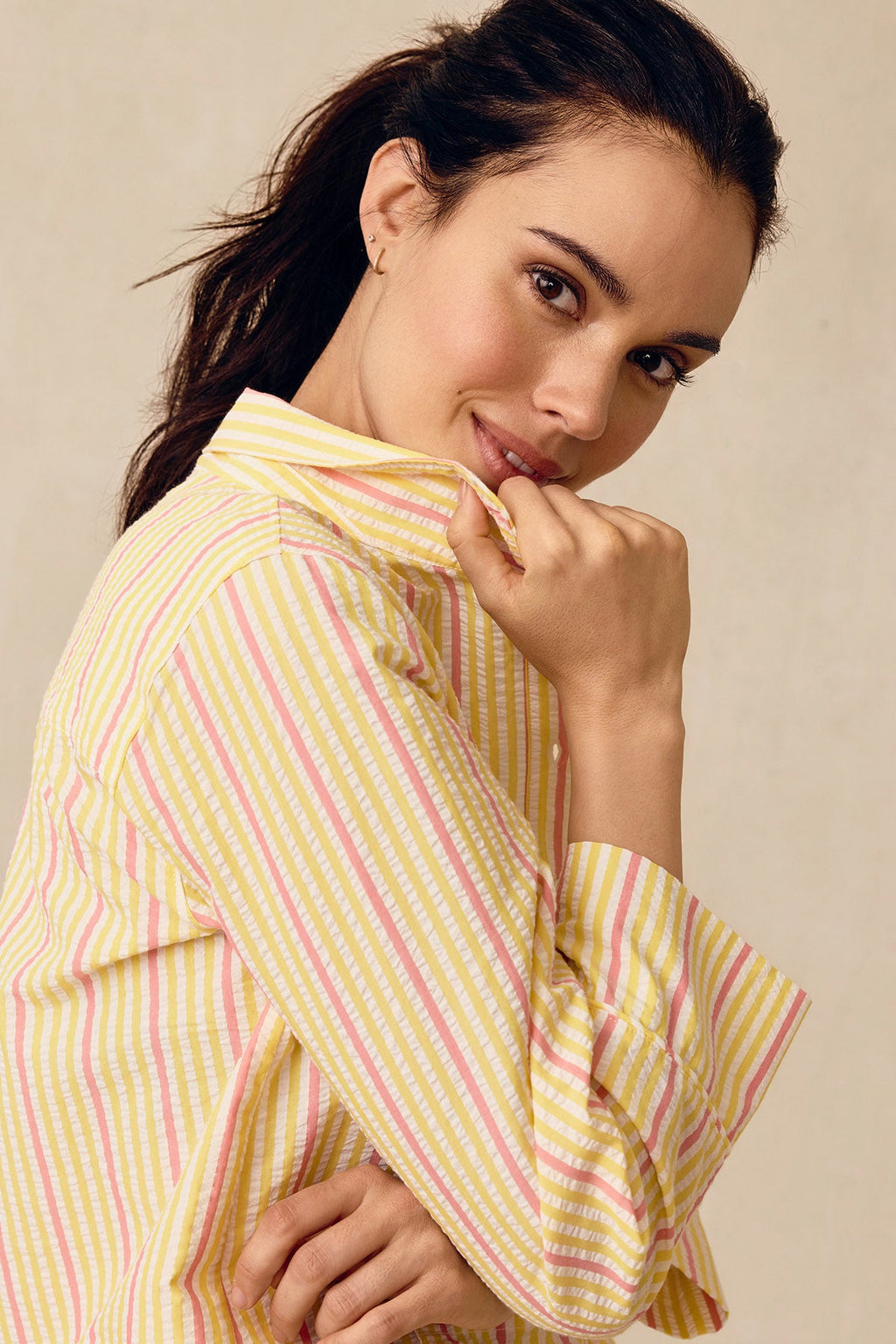 Georgie Pocket Shorts Set in Zest Coastline Seersucker