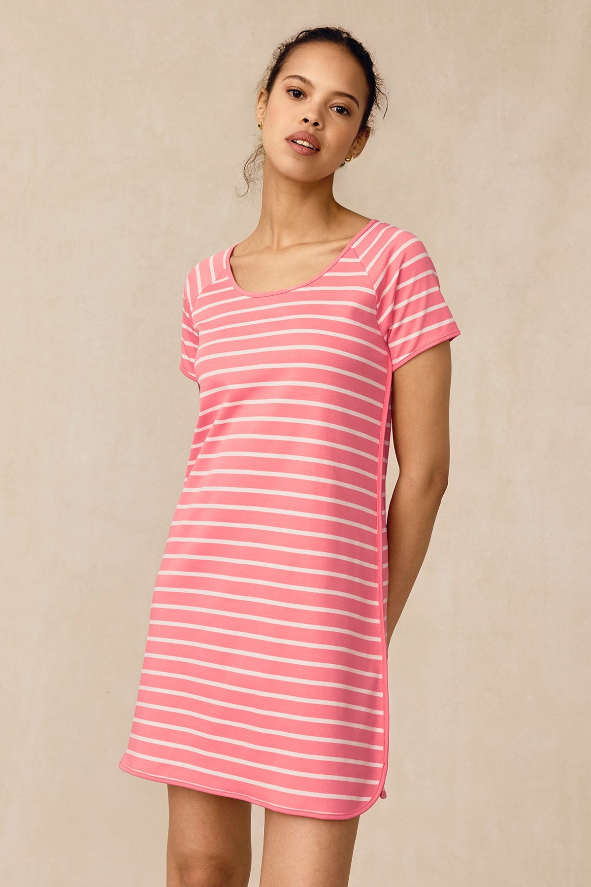 Pima Nightgown in Gelato Inverse Anchor Stripe