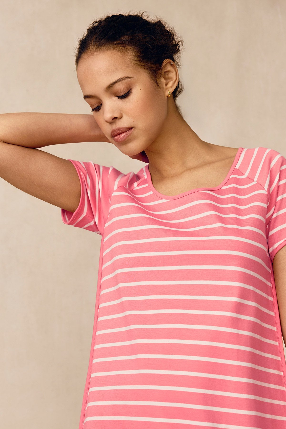 Pima Nightgown in Gelato Inverse Anchor Stripe