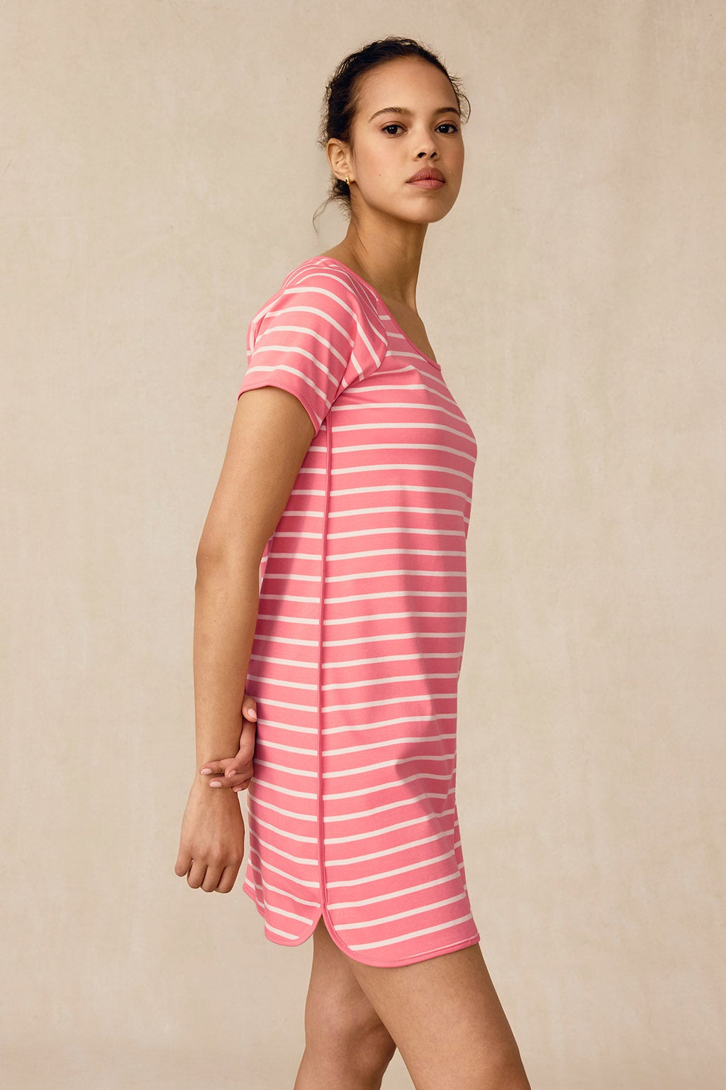 Pima Nightgown in Gelato Inverse Anchor Stripe