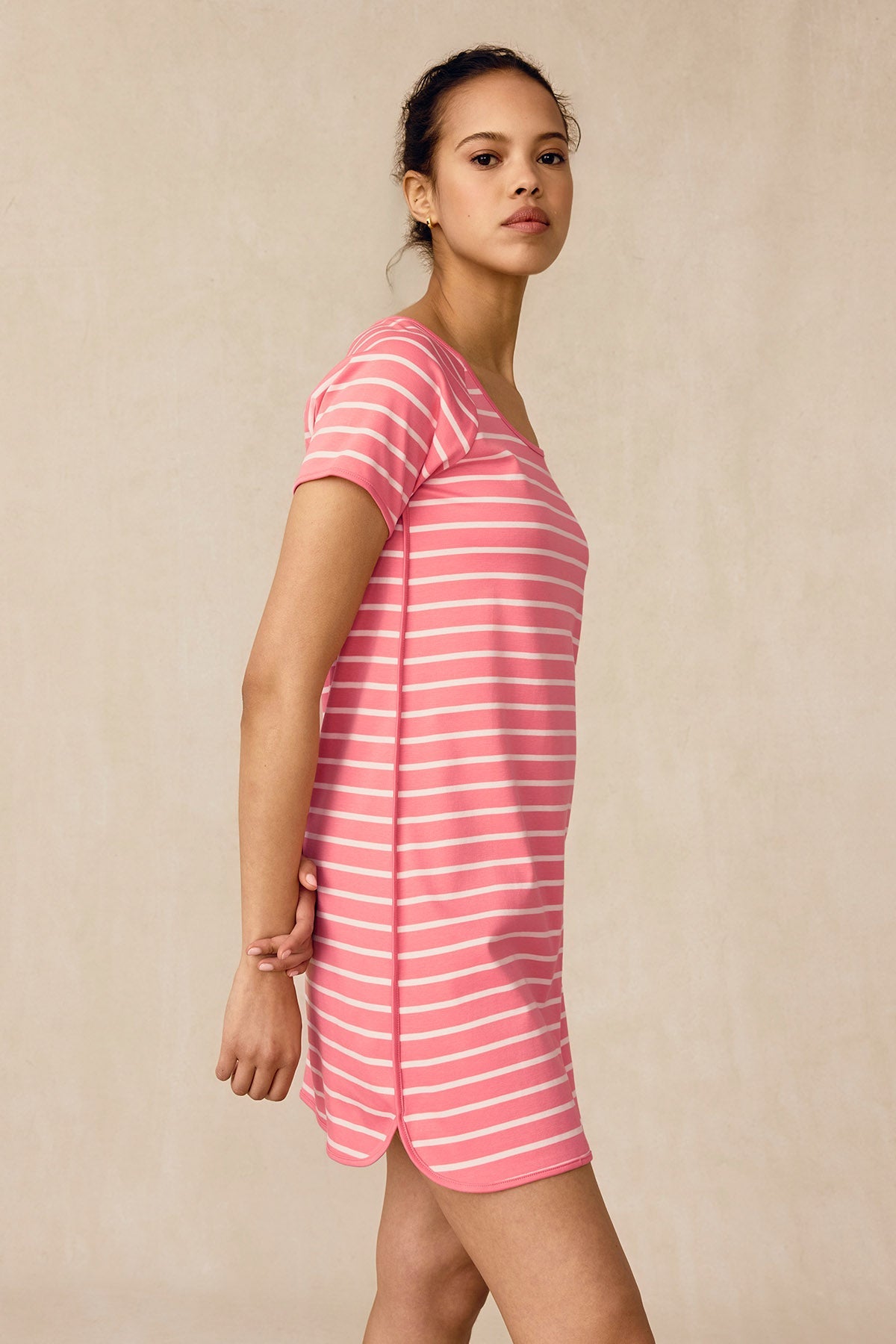 Pima Nightgown in Gelato Inverse Anchor Stripe