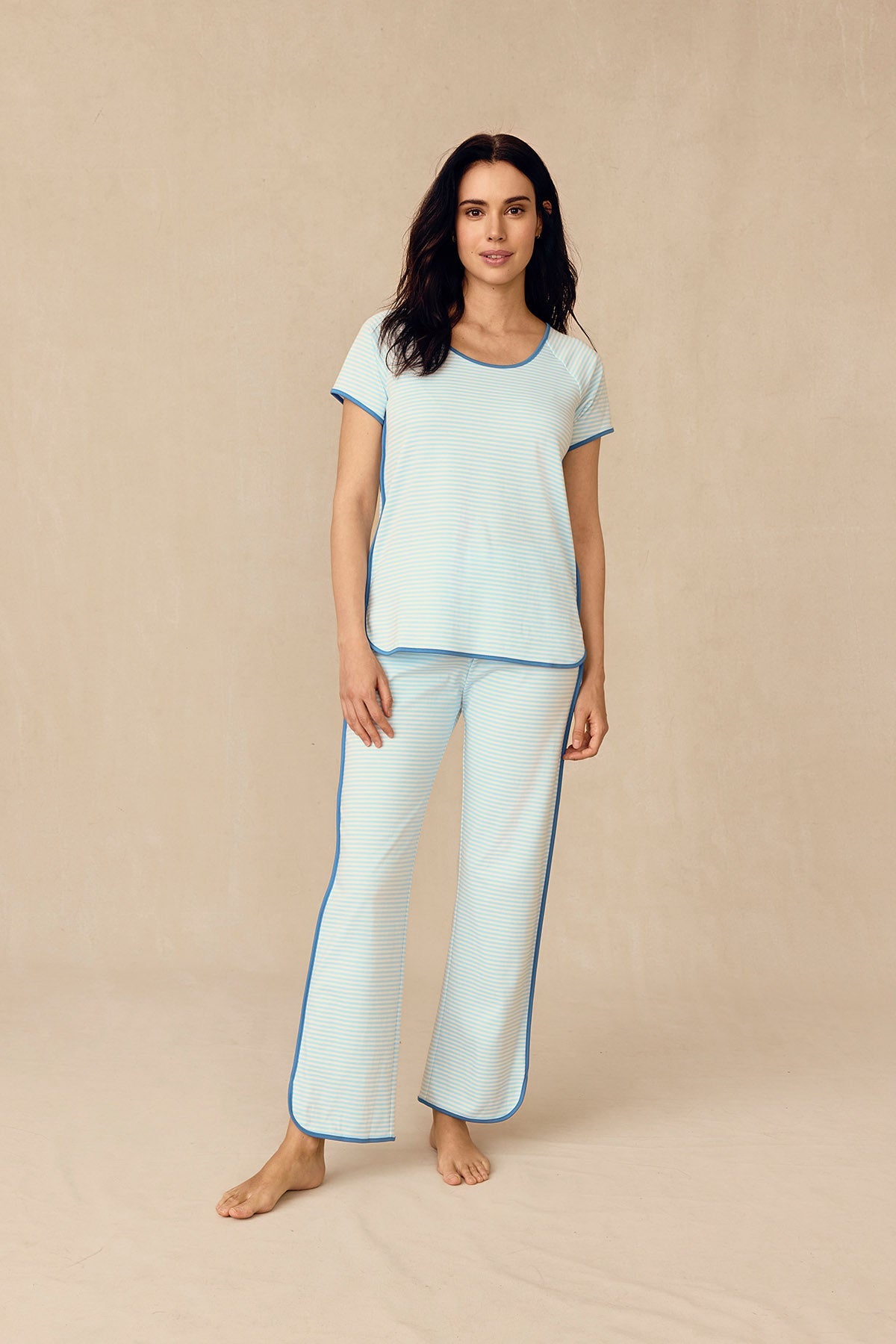 Pima Short-Long Set in Salt Spray Heritage Stripe