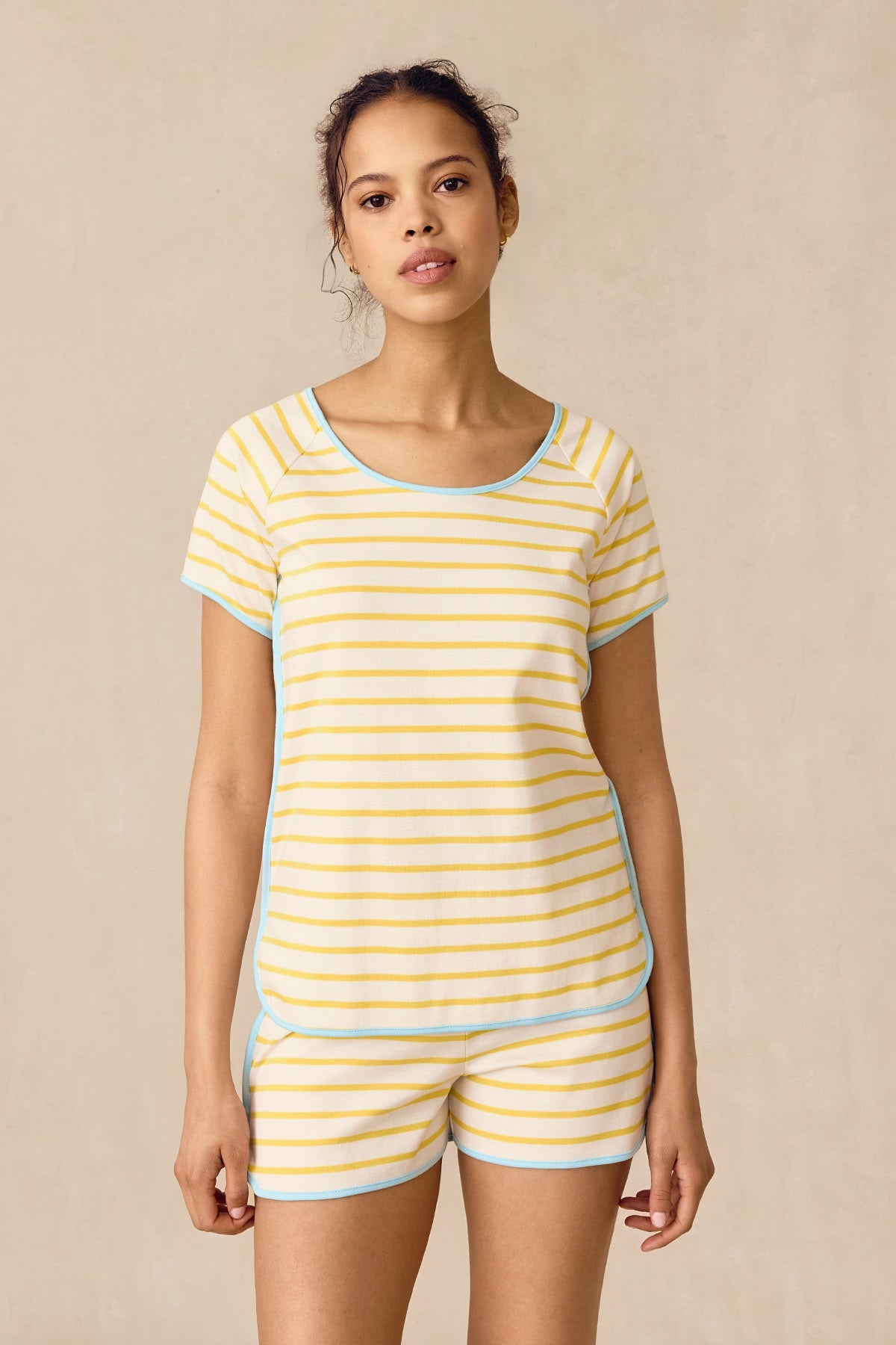 Pima Shorts Set in Zest Anchor Stripe