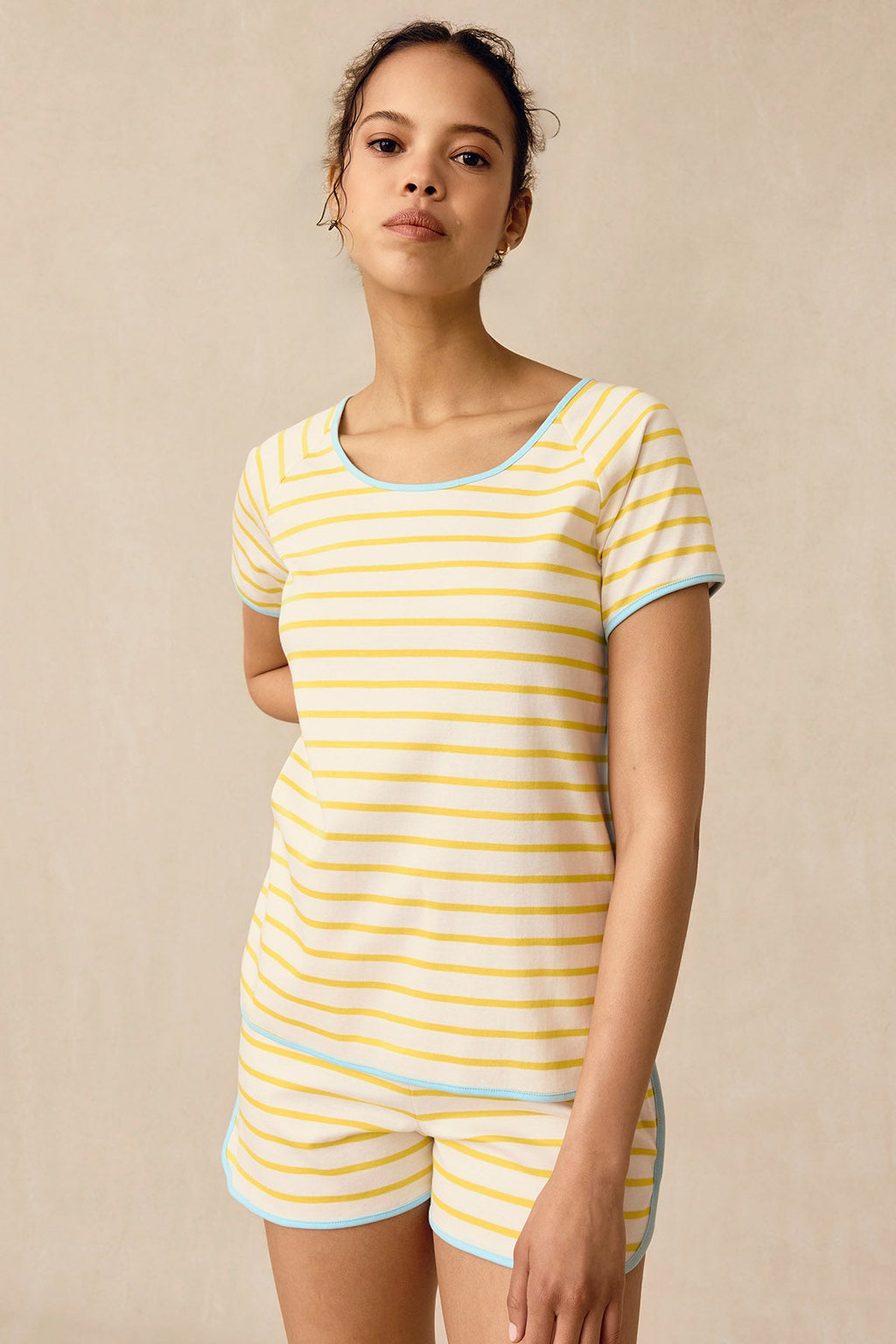 Pima Shorts Set in Zest Anchor Stripe