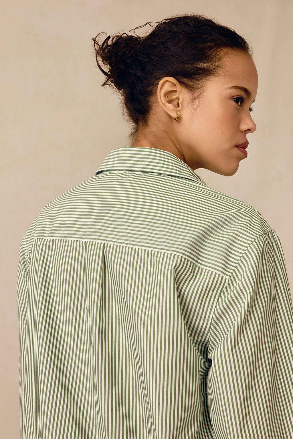 Poplin Piped Long-Long Set in Palm Riviera Stripe