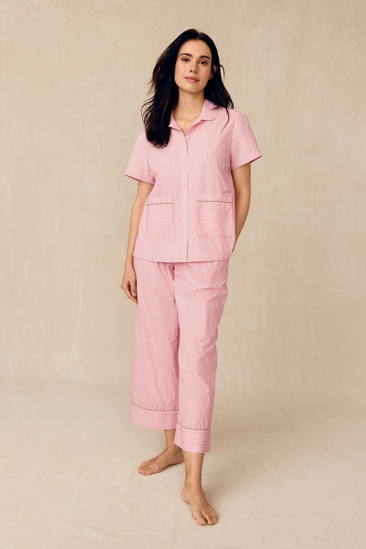 Poplin Piped Short-Long Set in Gelato Riviera Stripe