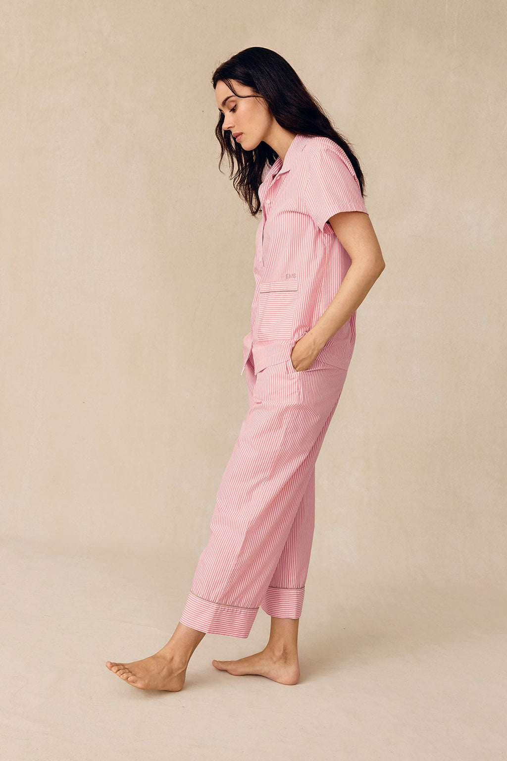 Poplin Piped Short-Long Set in Gelato Riviera Stripe