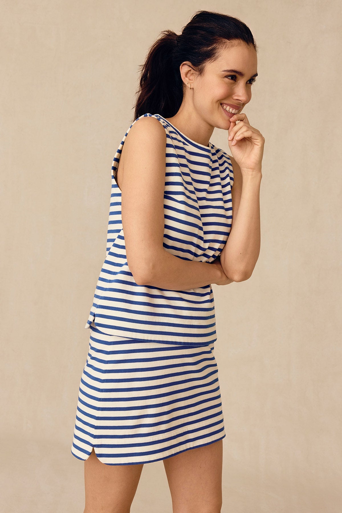 Stroll Skirt Set in Diver Blue Tricot Stripe