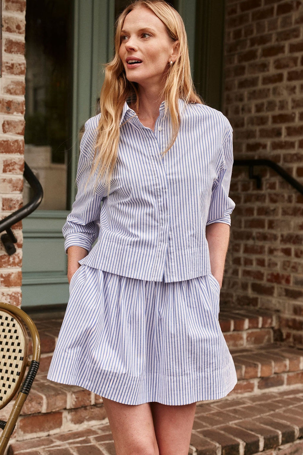 Switch Skirt Set in Diver Blue Bengal Stripe