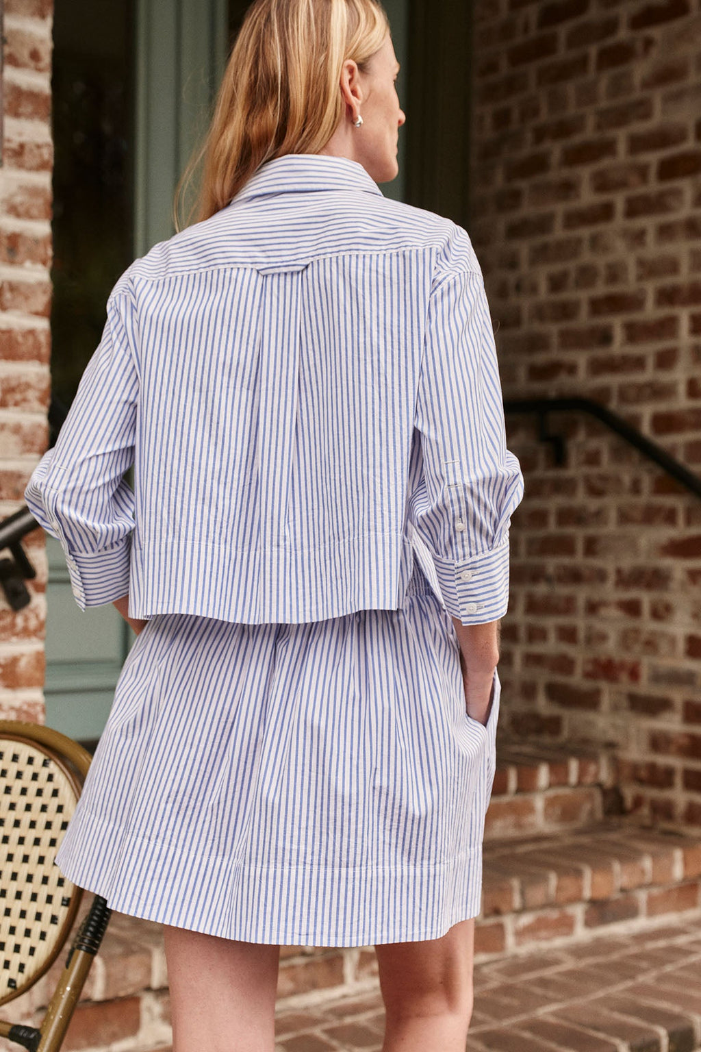 Switch Skirt Set in Diver Blue Bengal Stripe
